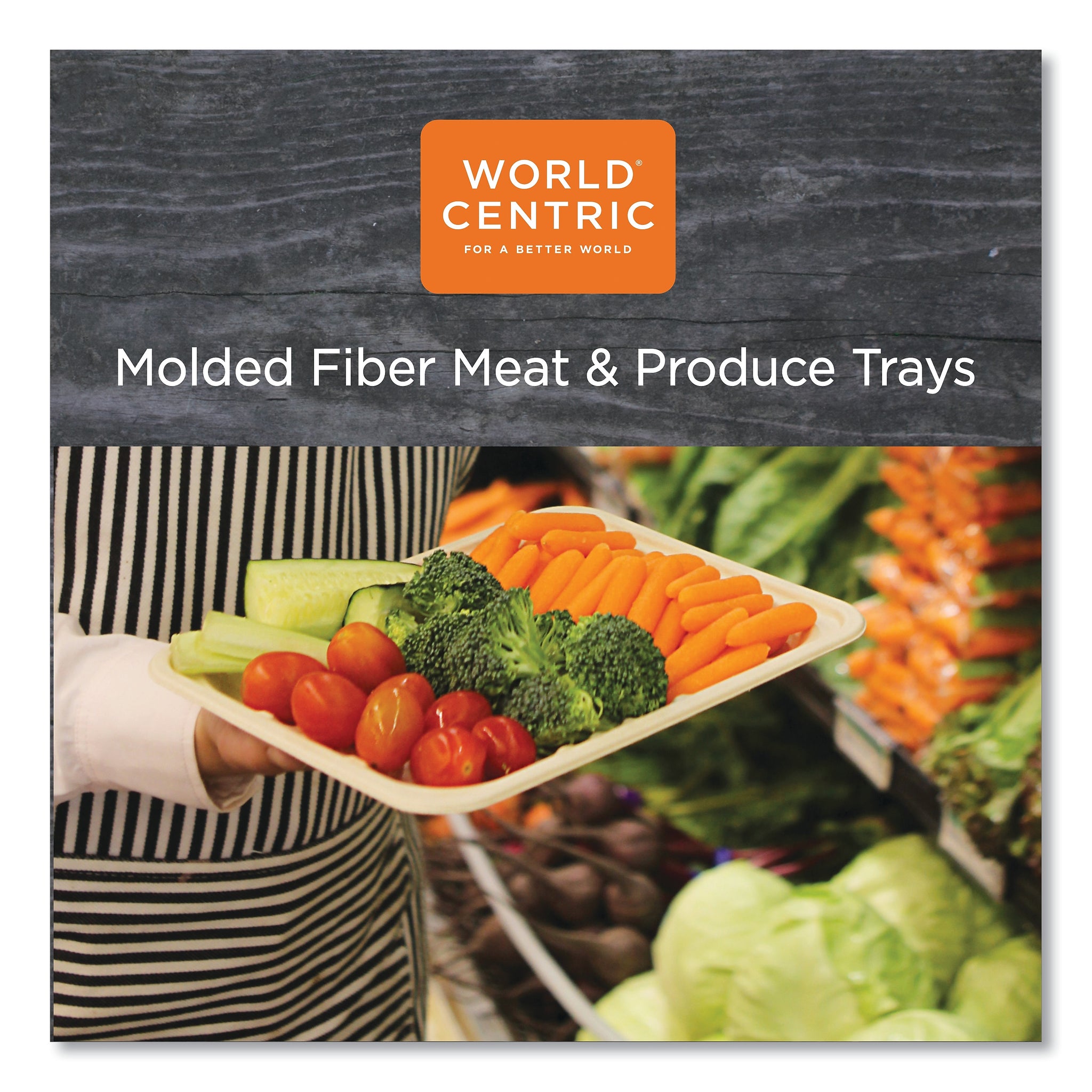World Centric Fiber Trays, PLA Lined, PFAS Free, 1-Compartment, 18 x 14 x 1, Natural, 100/Carton
