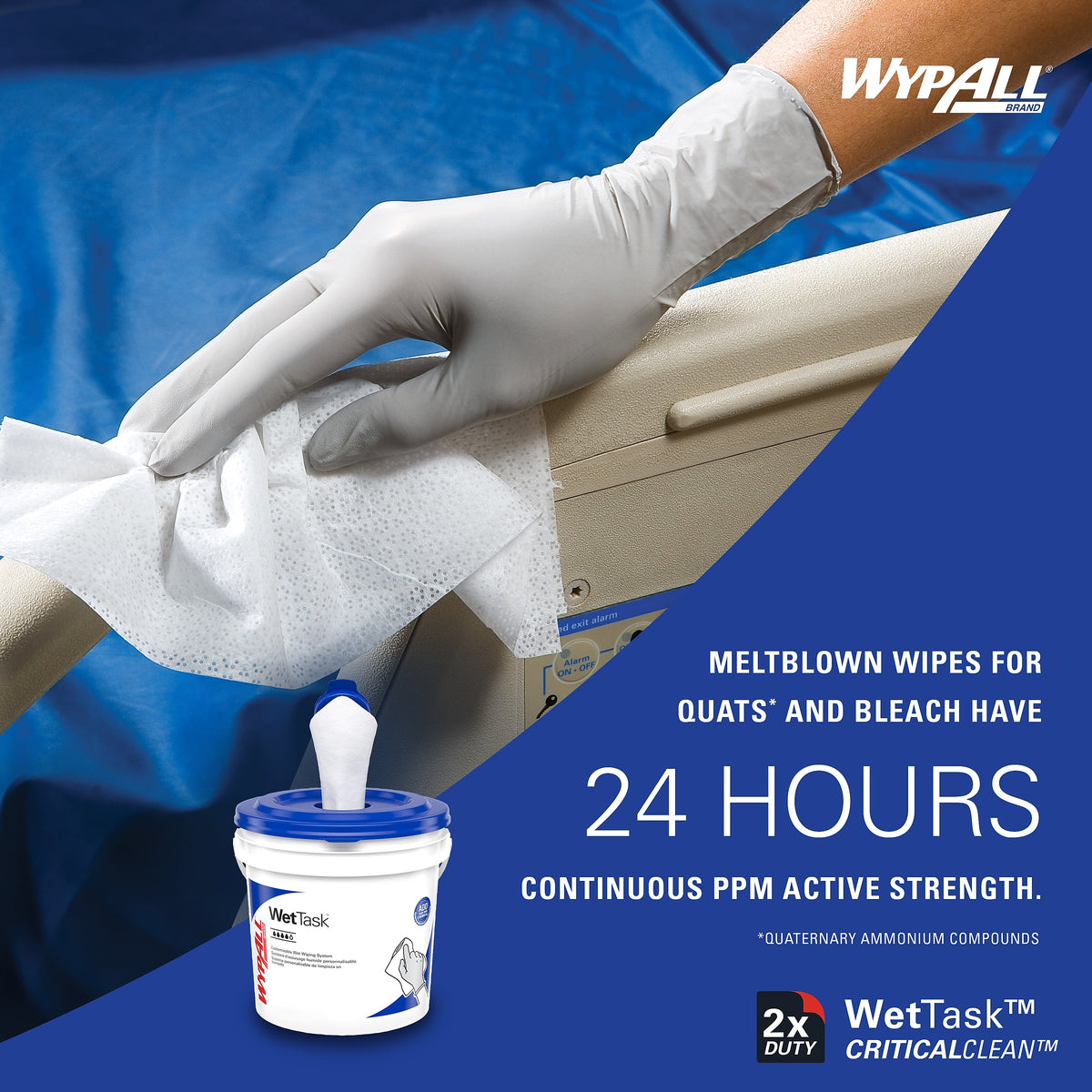 WypAll CriticalClean WetTask Wipers, Center-Pull, White, 140 Sheets/Roll, 6 Rolls/Case