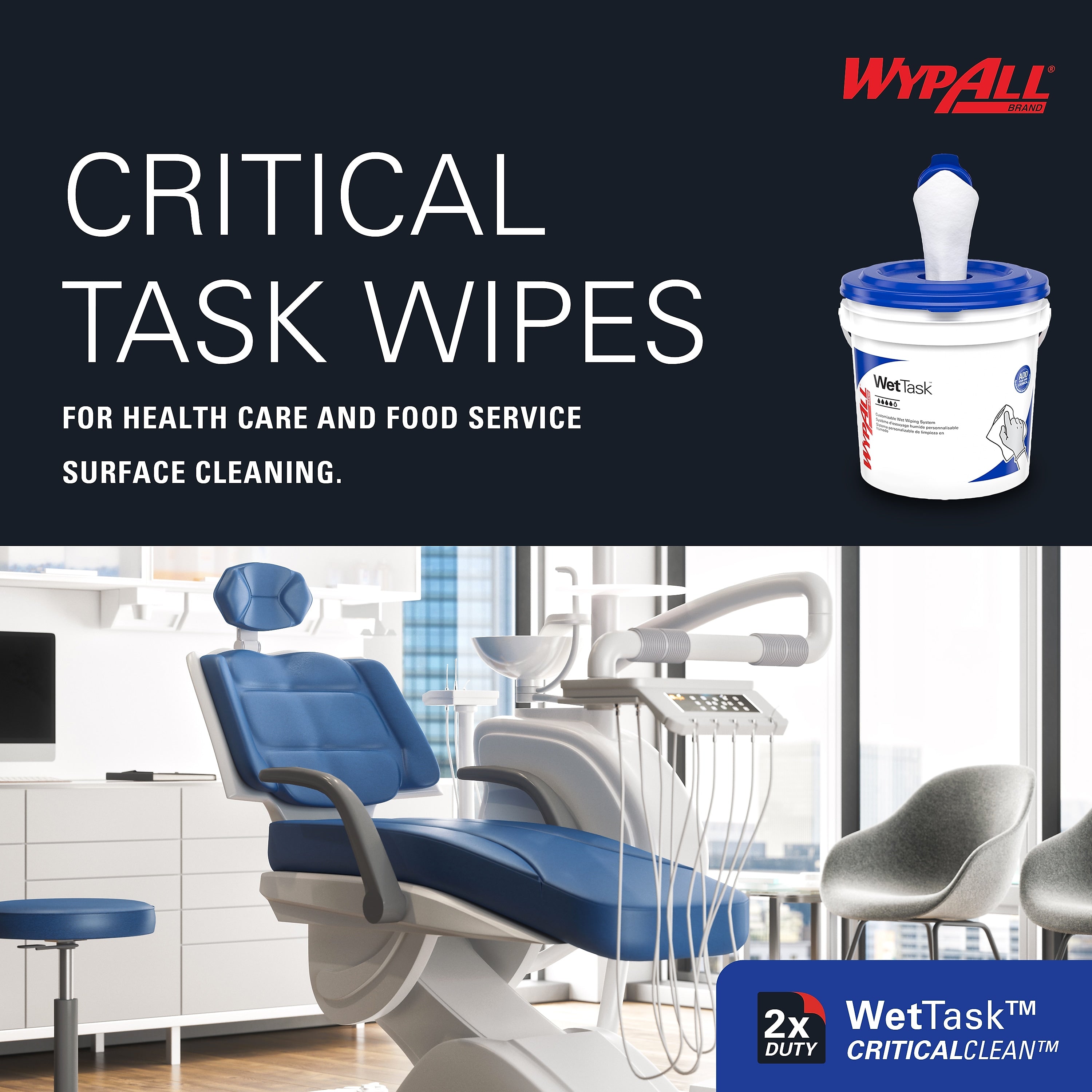 WypAll CriticalClean WetTask Wipers, Center-Pull, White, 140 Sheets/Roll, 6 Rolls/Case