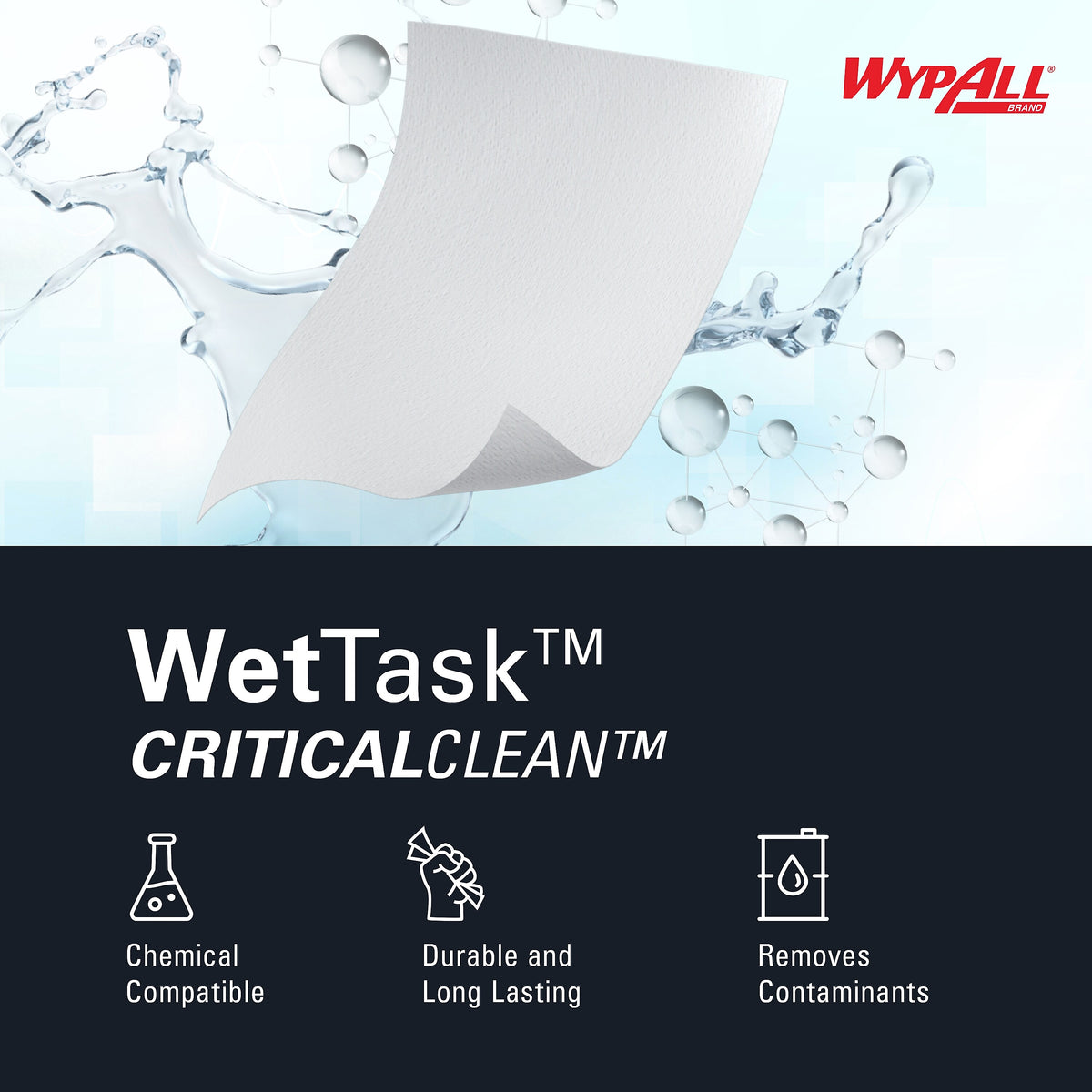 WypAll CriticalClean WetTask Wipers, Center-Pull, White, 140 Sheets/Roll, 6 Rolls/Case