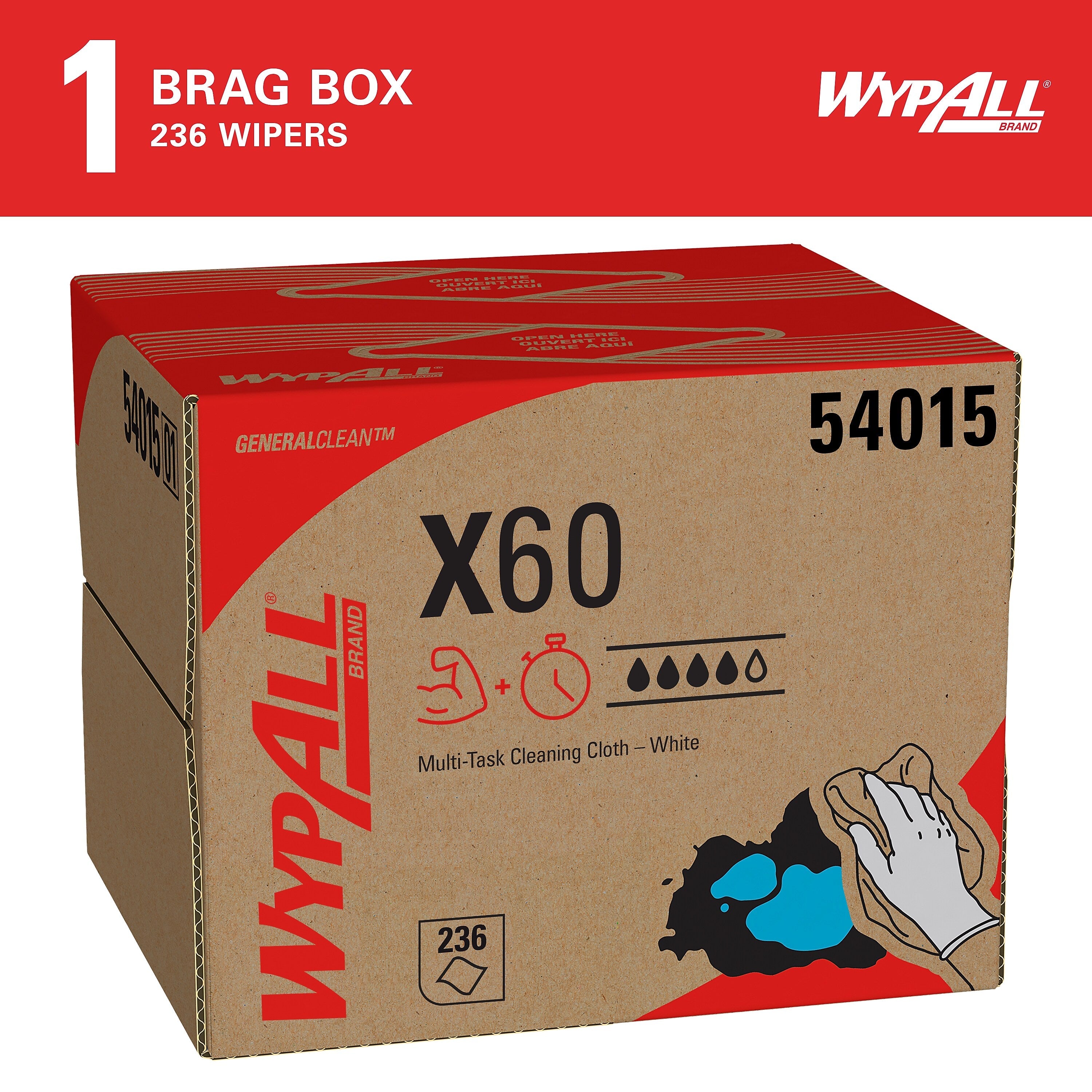 WypAll General Clean X60 Mulit-Task, White, 236 Sheets/Box