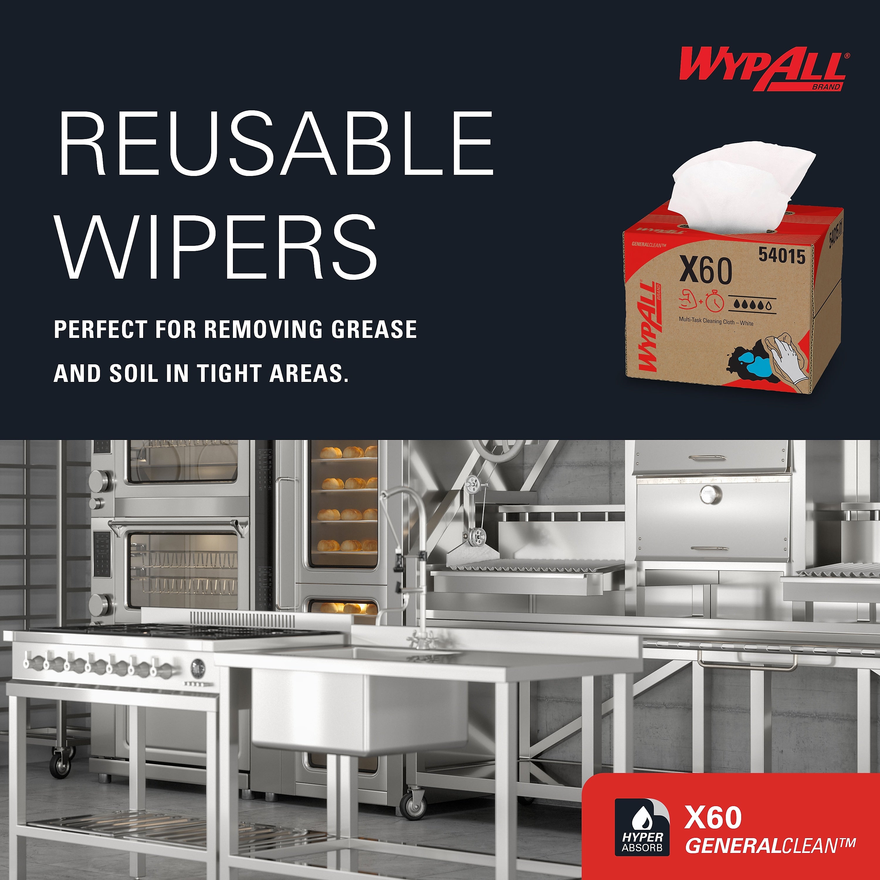 WypAll General Clean X60 Mulit-Task, White, 236 Sheets/Box