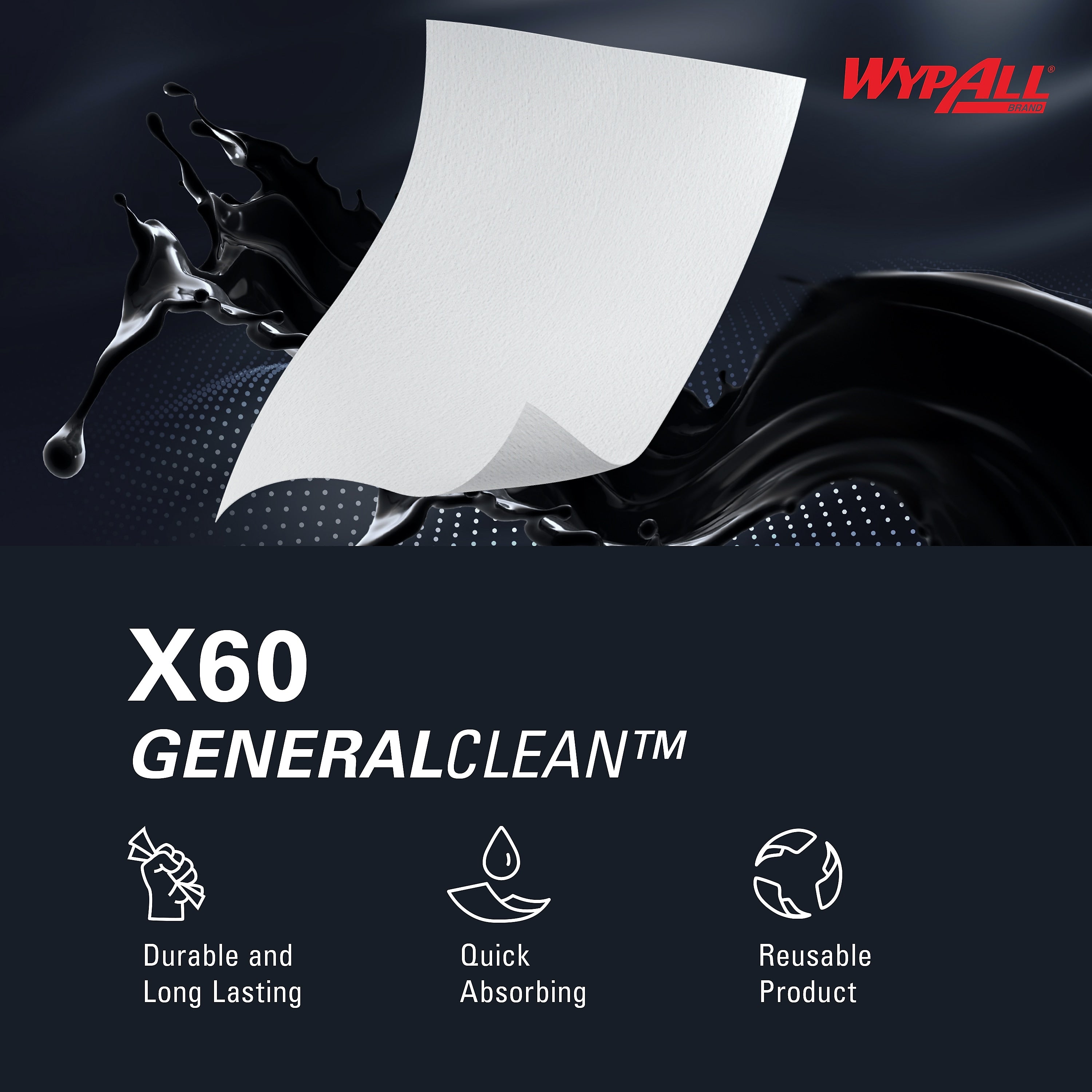WypAll General Clean X60 Mulit-Task, White, 236 Sheets/Box