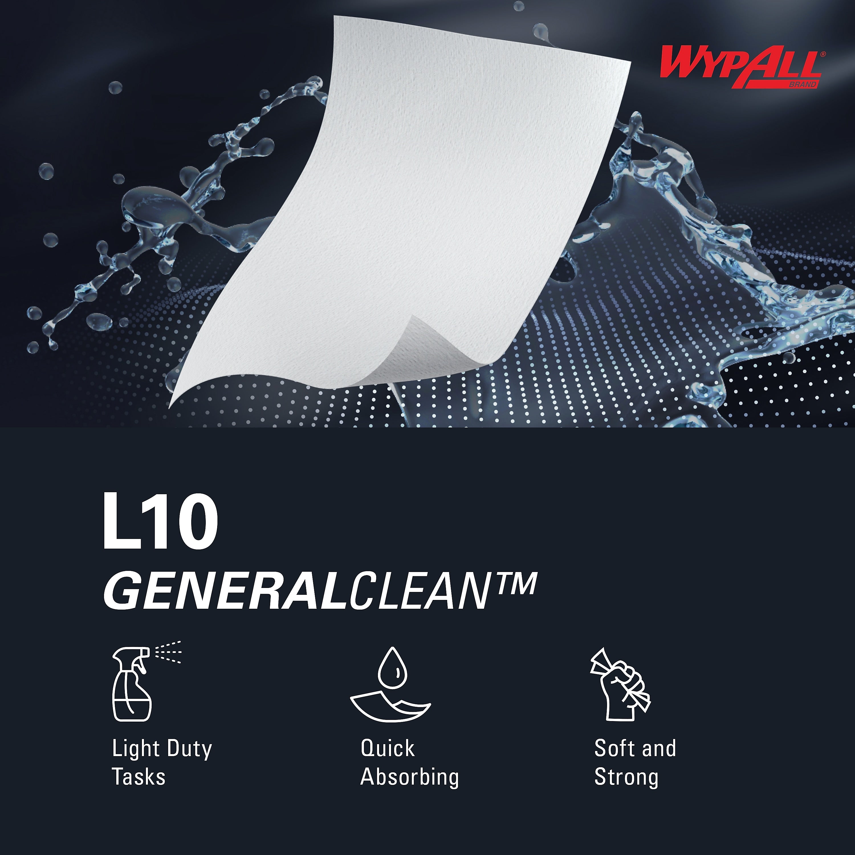 WypAll GeneralClean L10 Light Cleaning Towels, White, 125/Box
