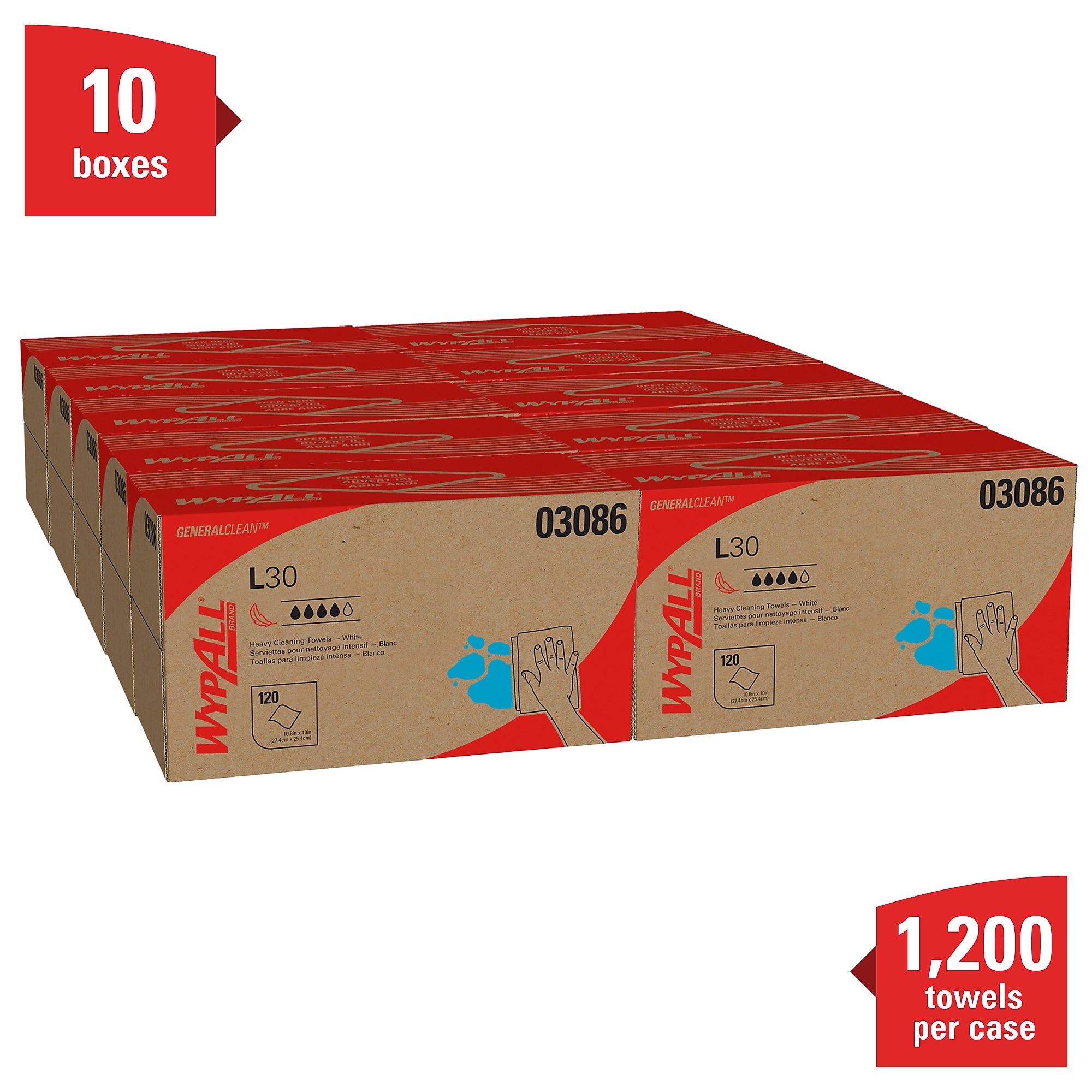 WypAll GeneralClean L30 Cleaning Cloths, 10