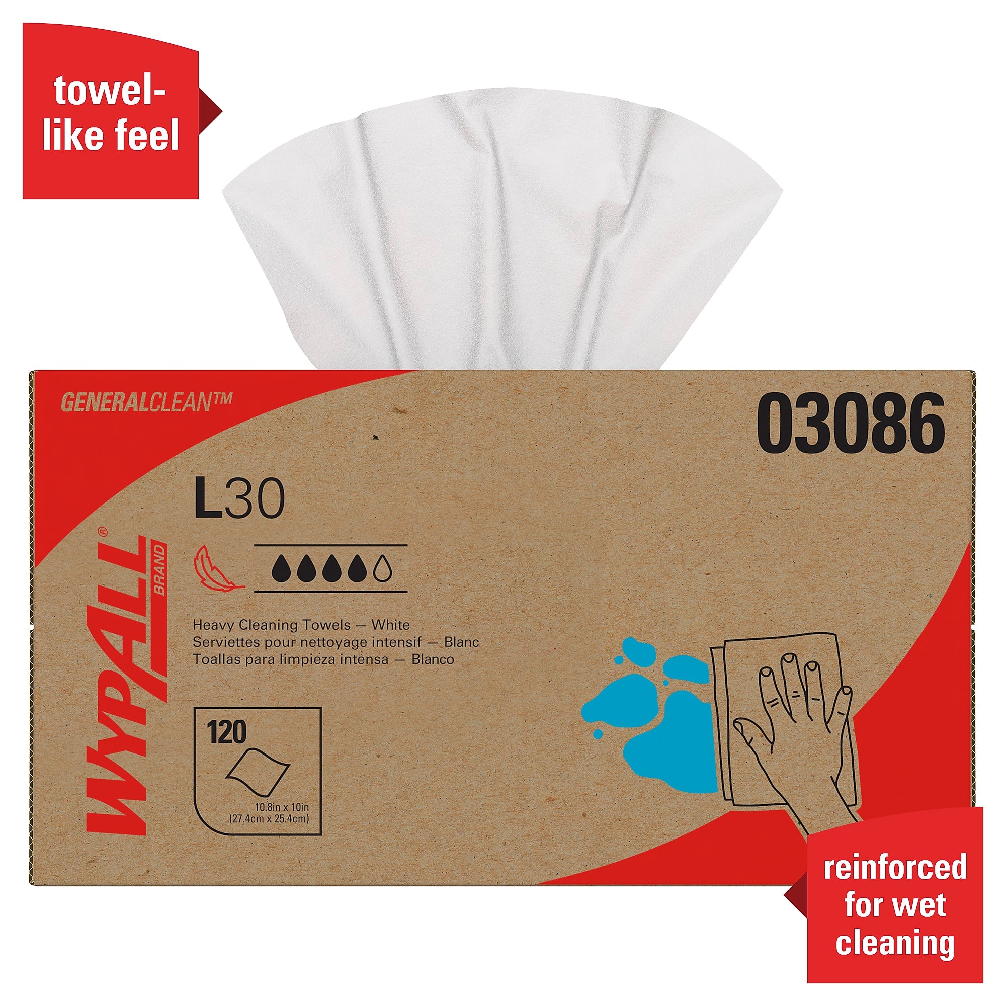 WypAll GeneralClean L30 Cleaning Cloths, 10