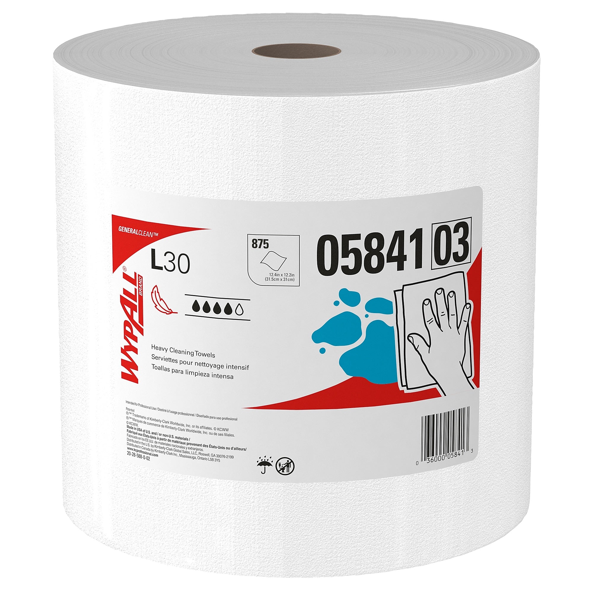 WypAll GeneralClean L30 Fabric Cleaning Wipers, 13.3