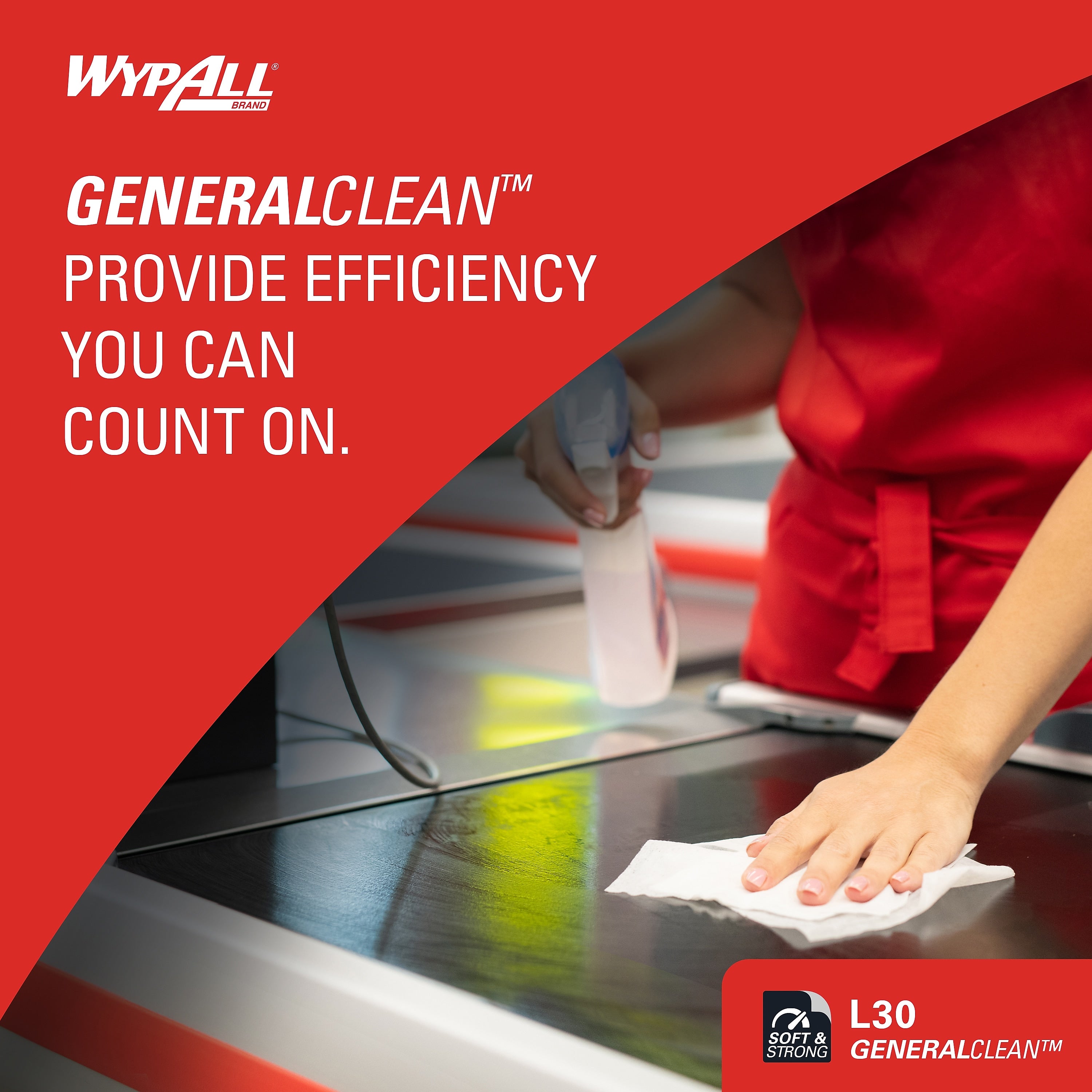 WypAll GeneralClean L30 Fabric Cleaning Wipers, 13.3