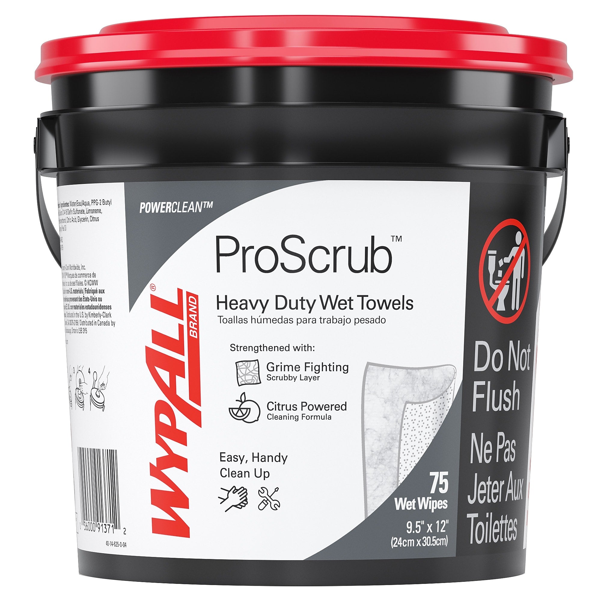 WypAll PowerClean ProScrub Fabric Cleaning Wipers, 12