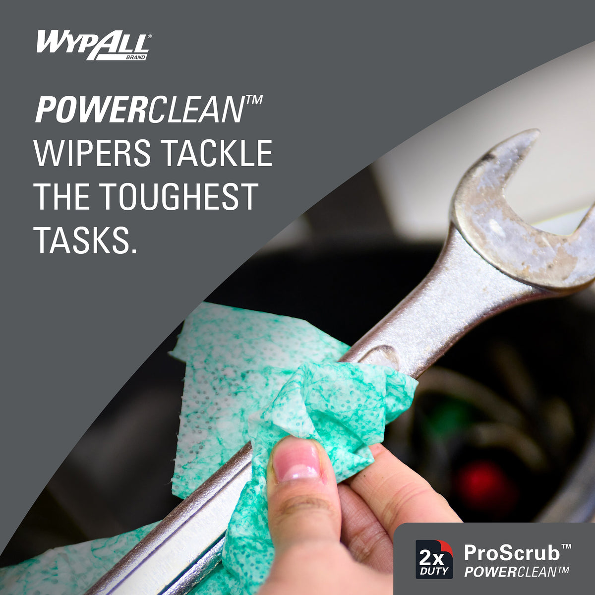 WypAll PowerClean ProScrub Fabric Cleaning Wipers, 12" x 9.5", Green, 75 Wipers/Box, 6/Carton