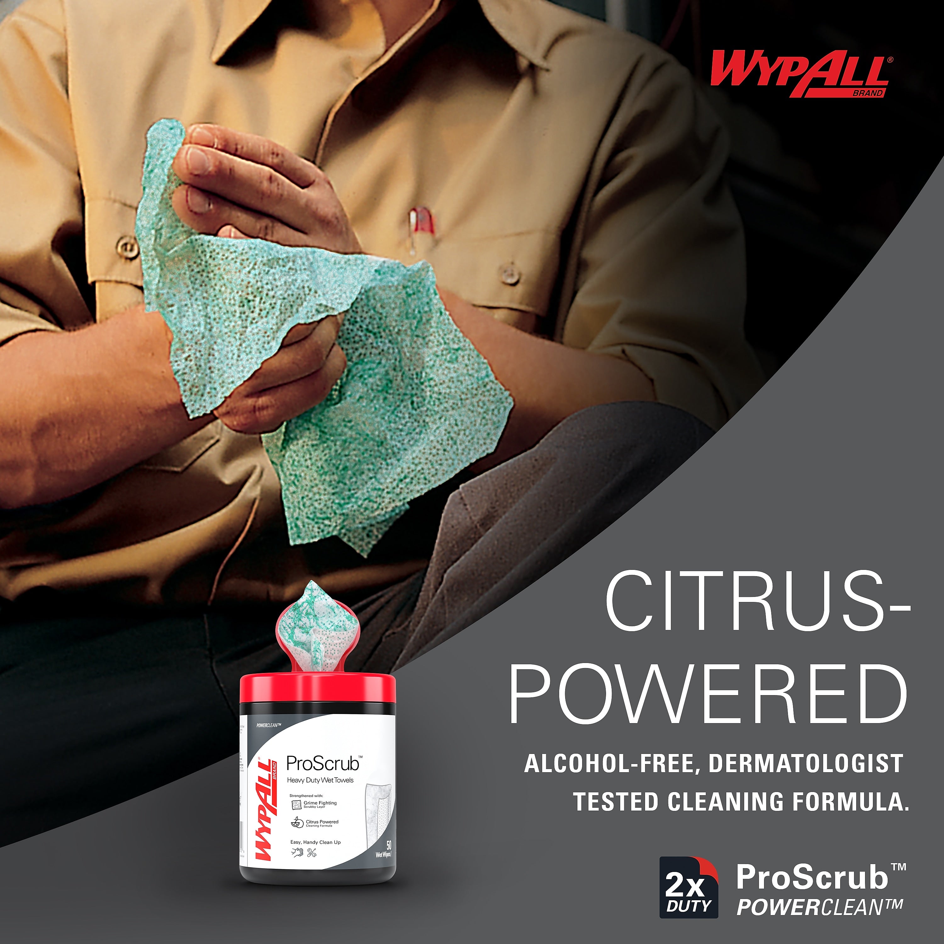 WypAll PowerClean ProScrub Fabric Cleaning Wipers, 12