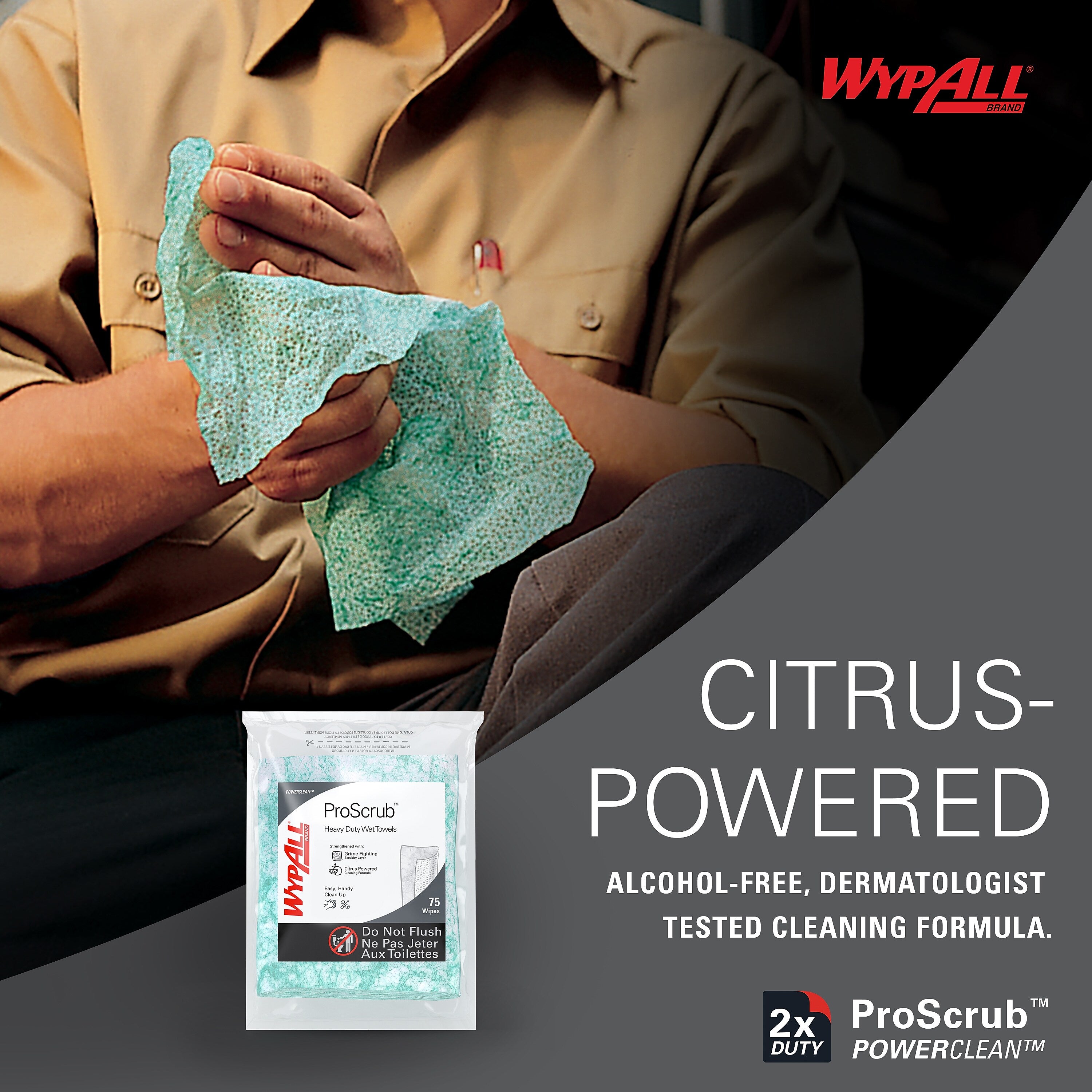 WypAll PowerClean ProScrub Fabric Cleaning Wipers, 9.5