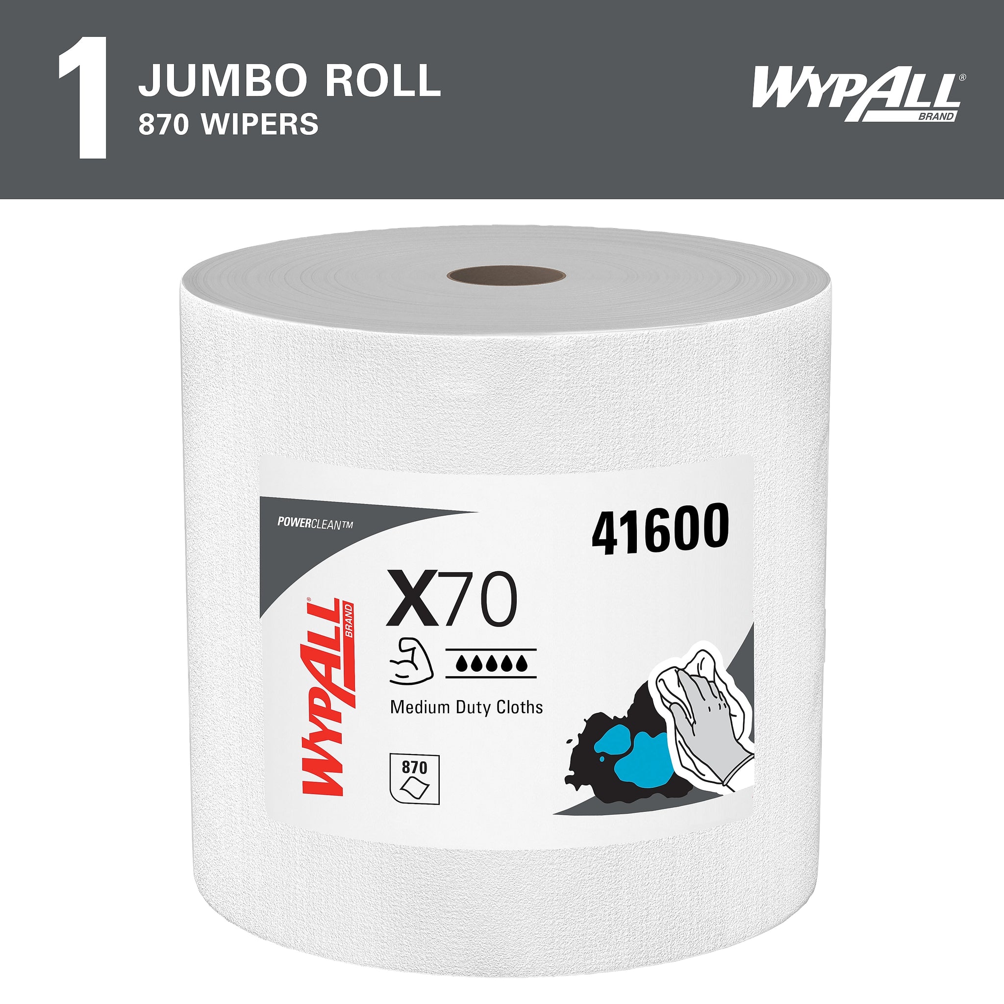 WypAll PowerClean X70 Fabric Cleaning Wipers, 13.3