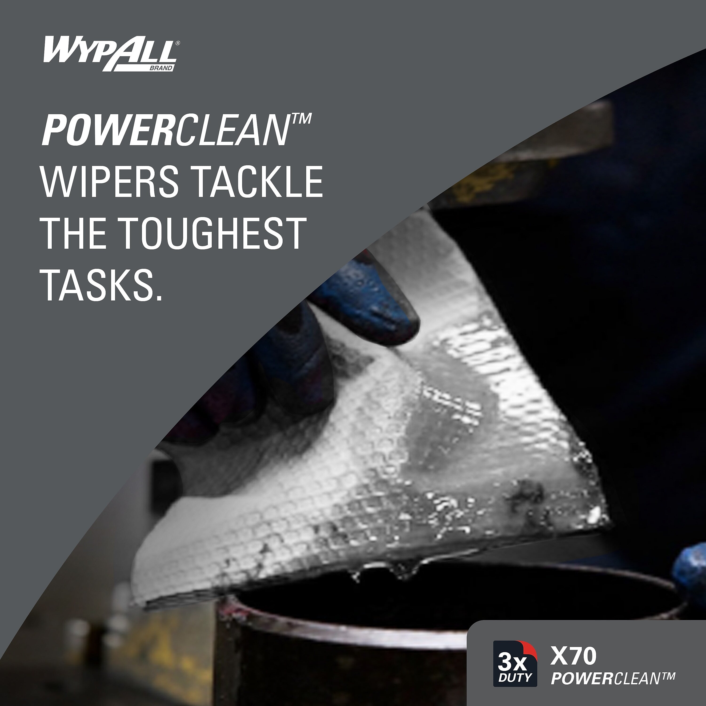 WypAll PowerClean X70 Fabric Cleaning Wipers, 13.3