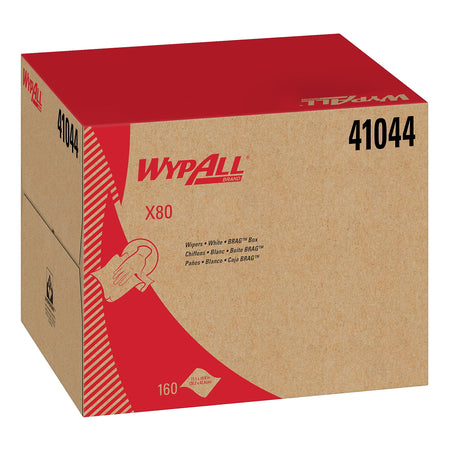 WypAll PowerClean X80 Cloths, 11.1" x 16.8", White, 160 Sheets/Box