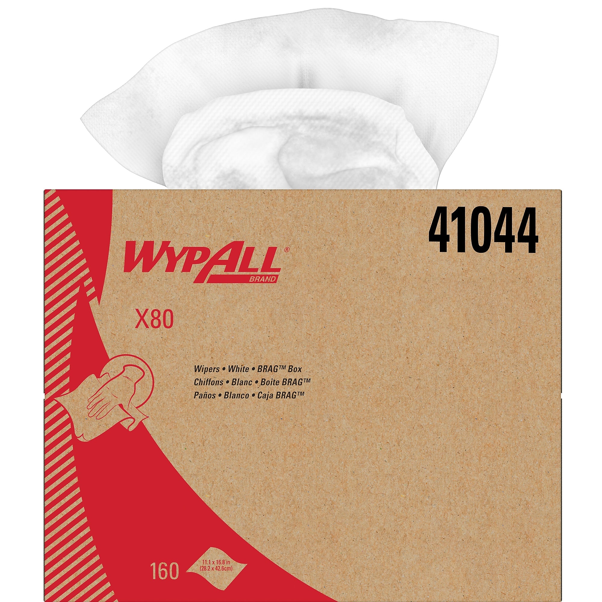 WypAll PowerClean X80 Cloths, 11.1" x 16.8", White, 160 Sheets/Box