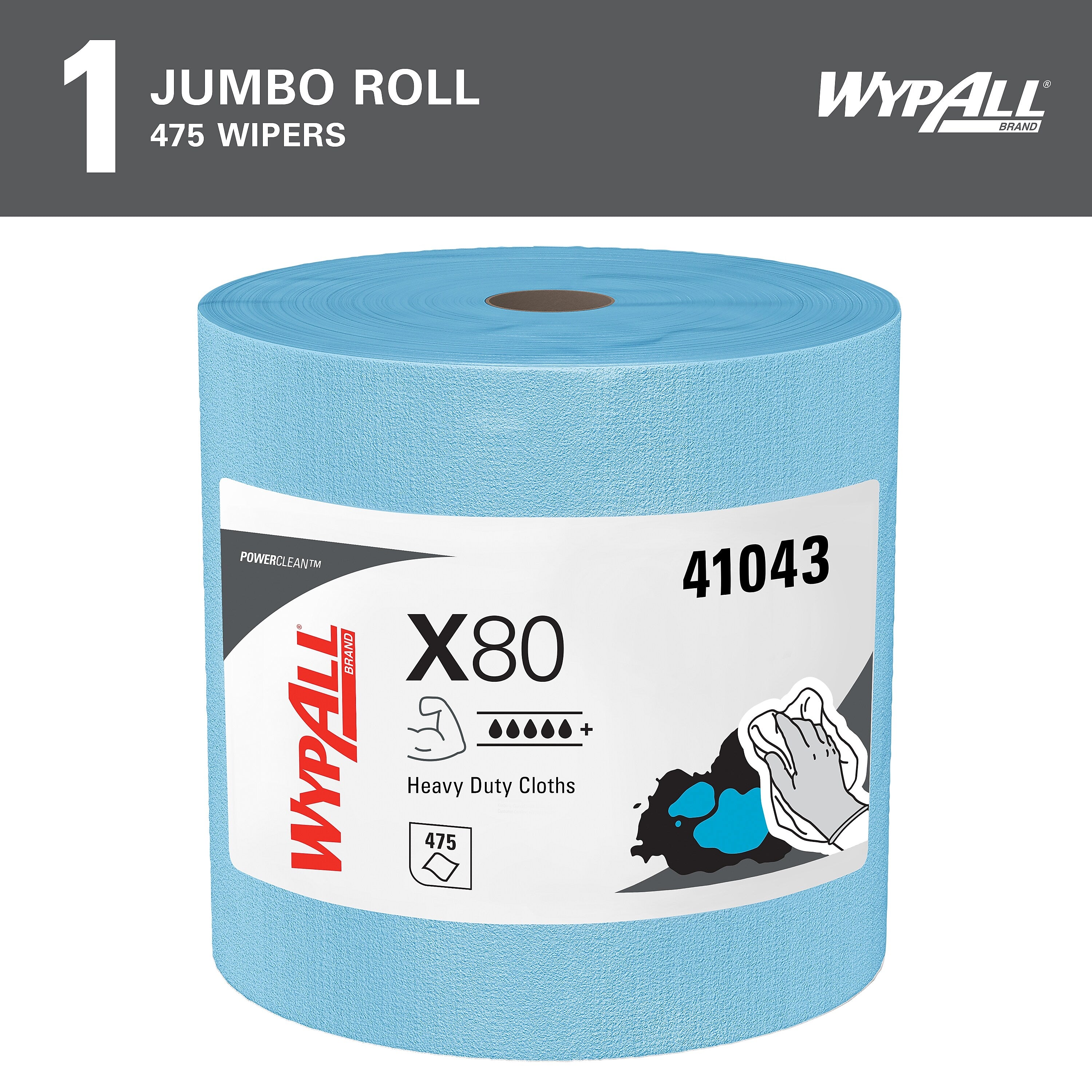 WypAll PowerClean X80 Fabric Cleaning Wipers, 13.4