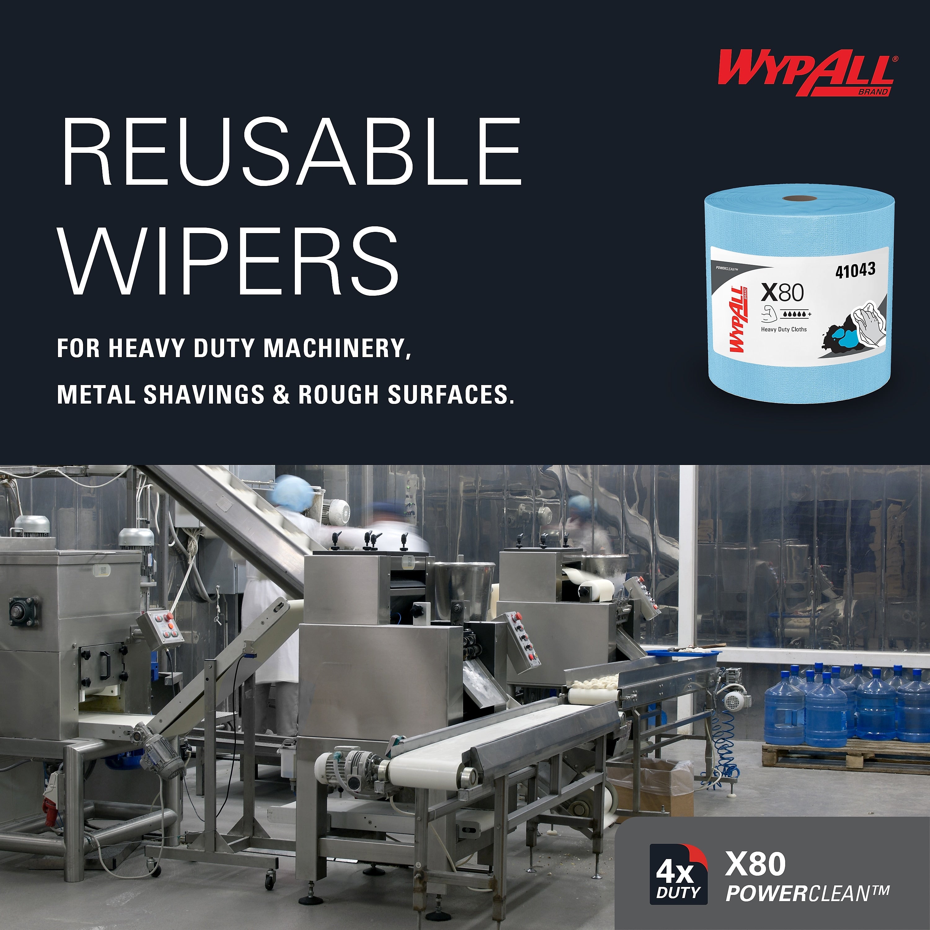 WypAll PowerClean X80 Fabric Cleaning Wipers, 13.4