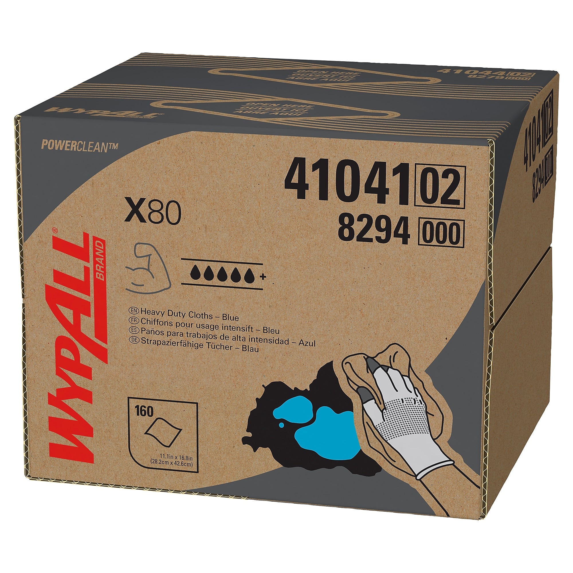 WypAll PowerClean X80 Fabric Cleaning Wipers, 16.8