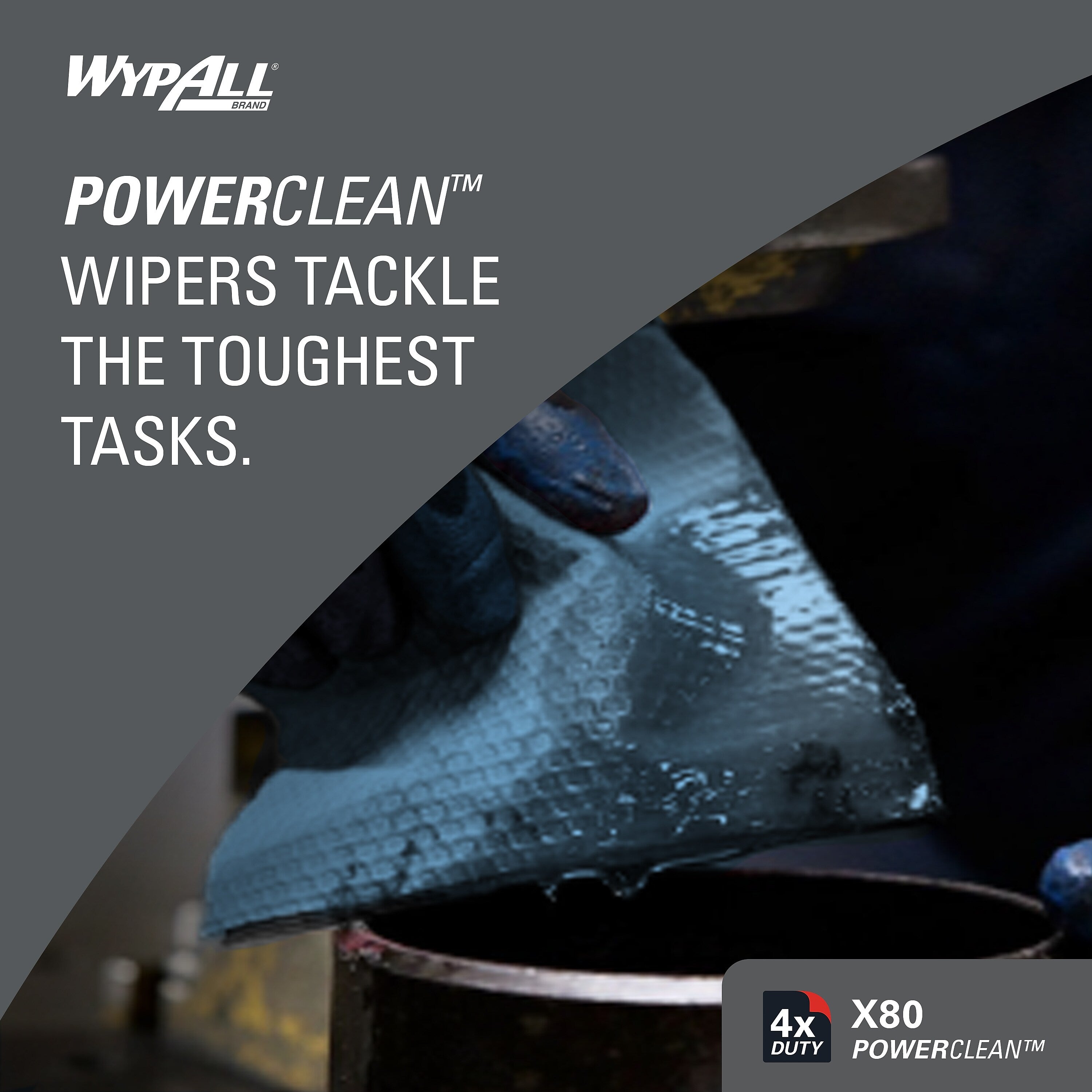 WypAll PowerClean X80 Fabric Cleaning Wipers, 16.8
