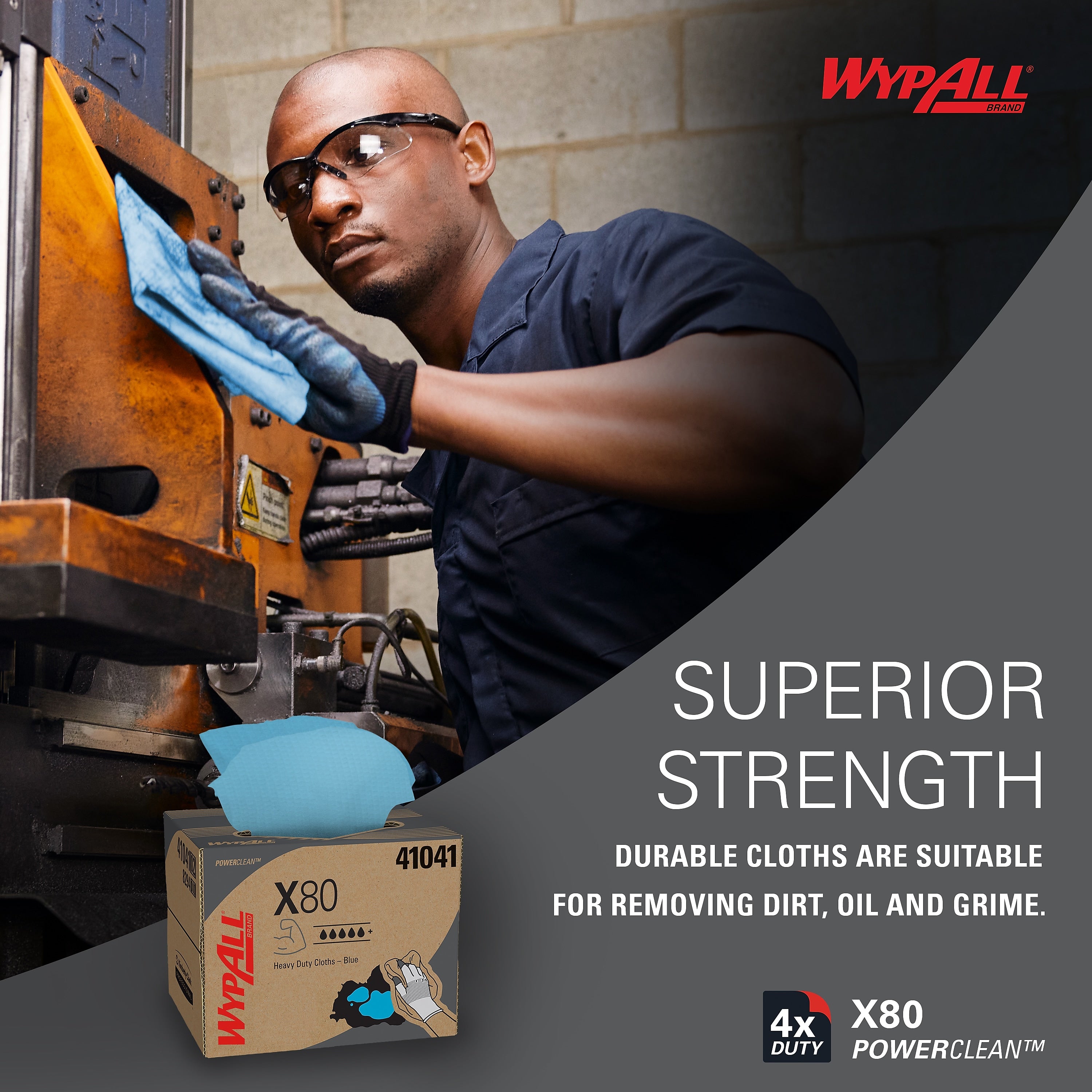 WypAll PowerClean X80 Fabric Cleaning Wipers, 16.8