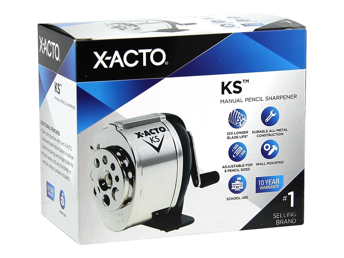 X-ACTO KS Manual Pencil Sharpener, Black/Silver