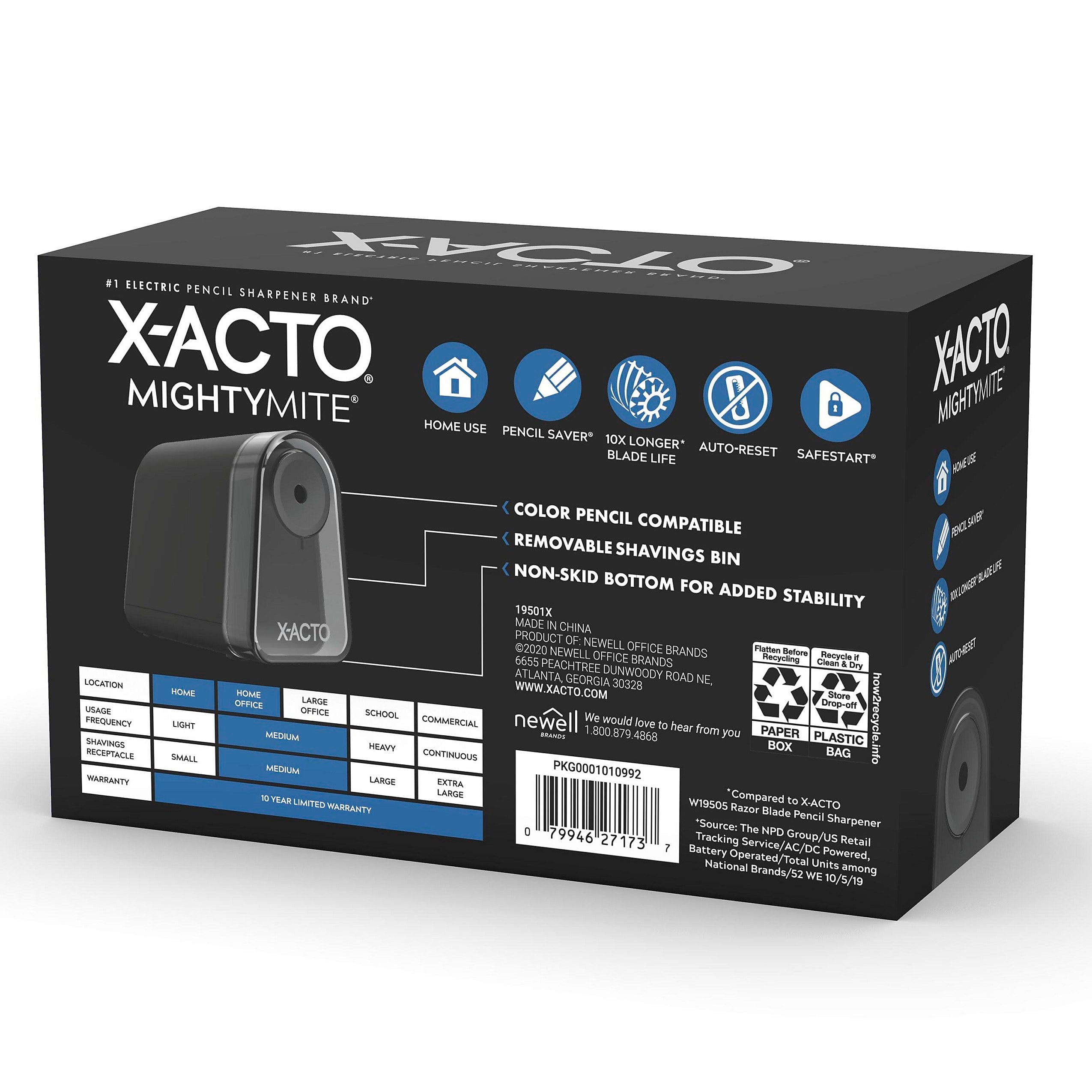 X-ACTO Mighty Mite Electric Pencil Sharpener, Black/Silver