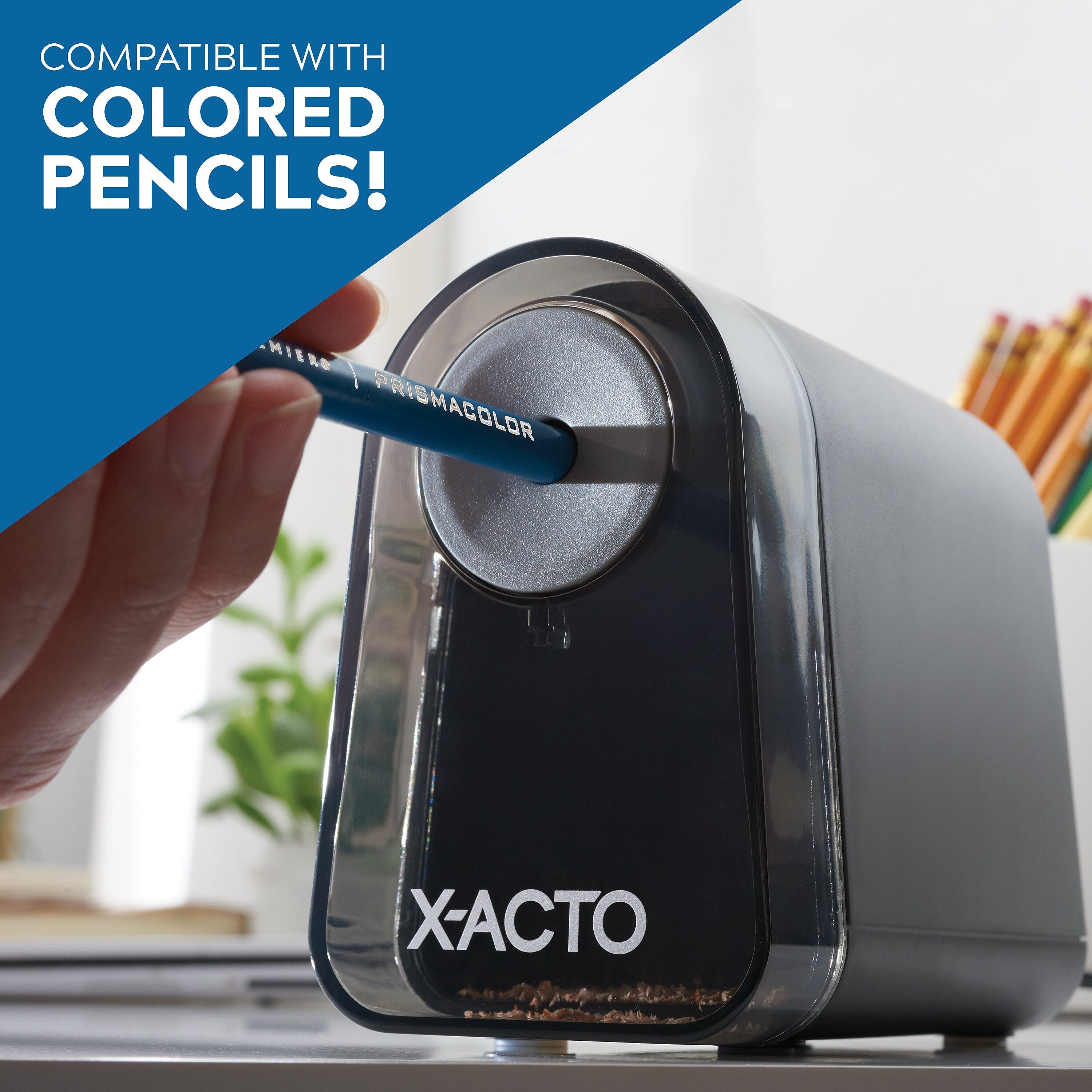 X-ACTO Mighty Mite Electric Pencil Sharpener, Black/Silver