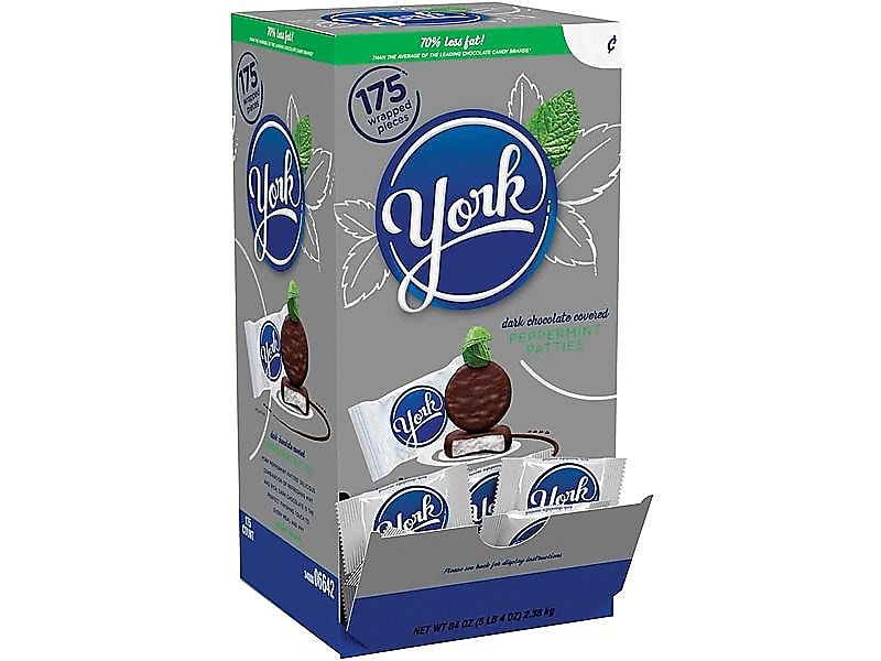 York Peppermint Patties Peppermint Dark Chocolate Candy Bar, 84 oz., 175/Box