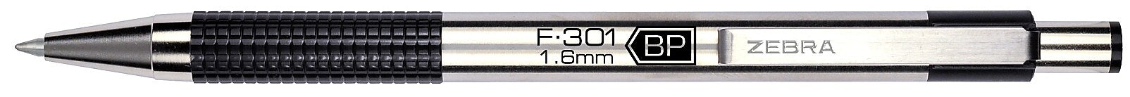 Zebra F-301 Retractable Ballpoint Pen, Bold Point, 1.6mm, Black Ink, 2 Pack