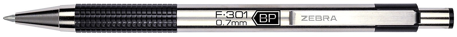 Zebra F-301 Retractable Ballpoint Pen, Fine Point, 0.7mm, Black Ink, 2 Pack