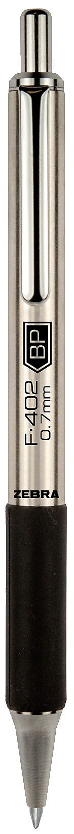 Zebra F-402 Retractable Ballpoint Pen, Fine Point, 0.7mm, Black Ink