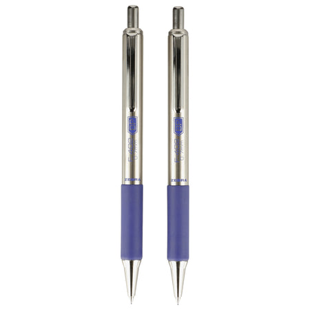 Zebra F-402 Retractable Ballpoint Pen, Fine Point, 0.7mm, Blue Ink, 2 Pack