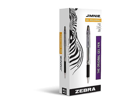 Zebra Jimnie Gel Pen, Medium Point, 0.7mm, Black Ink, Dozen