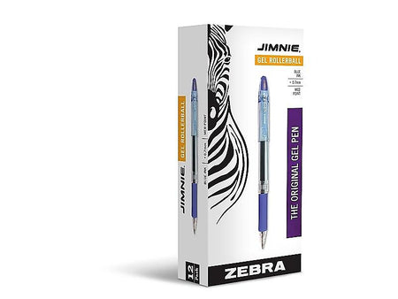 Zebra Jimnie Gel Pen, Medium Point, 0.7mm, Blue Ink, Dozen