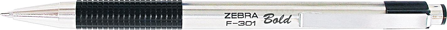 Zebra Pen F-301 Retractable Ballpoint Pens, Extra Bold, Black, Dozen