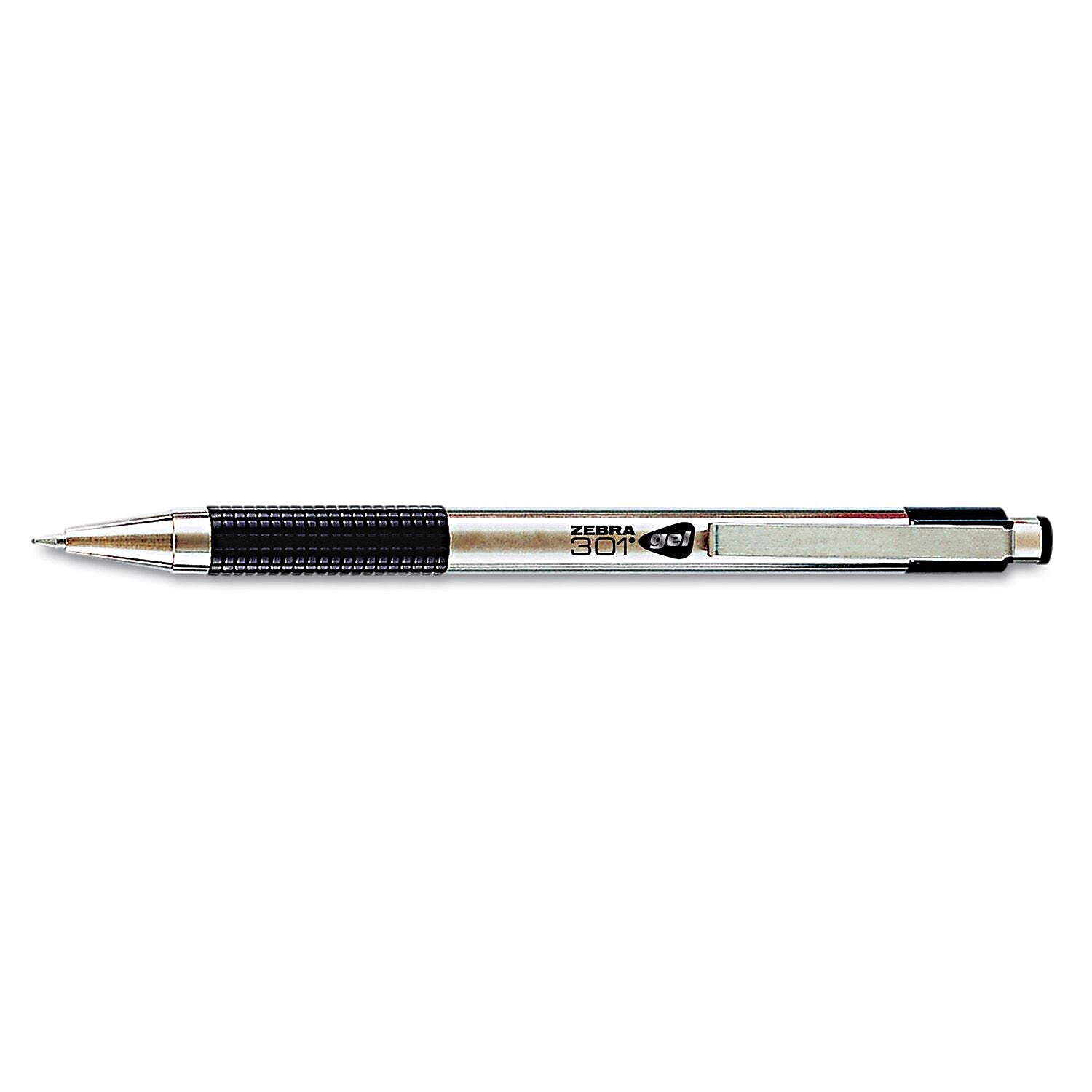 Zebra Retractable Gel Pen, Medium Point, 0.7mm, Black Ink