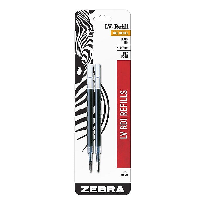 Zebra Sarasa Dry Gel-Ink Pen Refill, Medium Point, Black Ink, 2 Pack