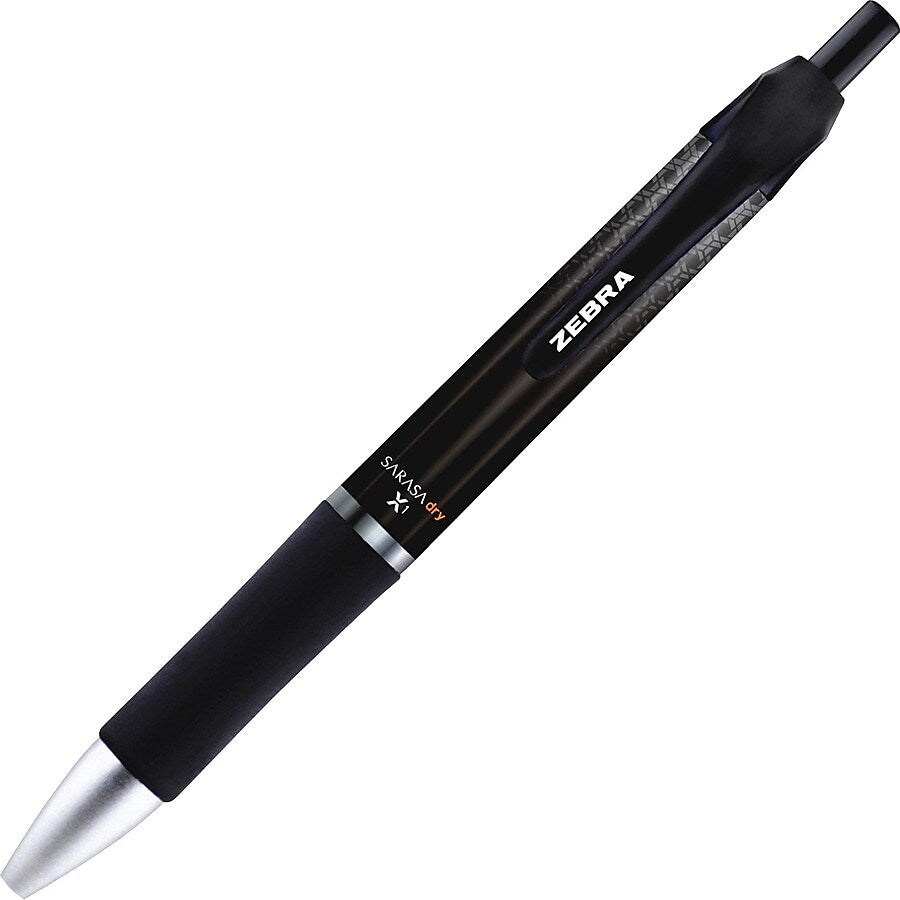 Zebra Sarasa Dry X1 Retractable Gel Pen, Medium Point, 0.7mm, Black Ink, Dozen