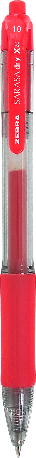 Zebra Sarasa Dry X20 Retractable Gel Pen, Bold Point, 1.0mm, Red Ink, Dozen