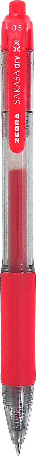 Zebra Sarasa Dry X20 Retractable Gel Pen, Fine Point, 0.5mm, Red Ink, Dozen