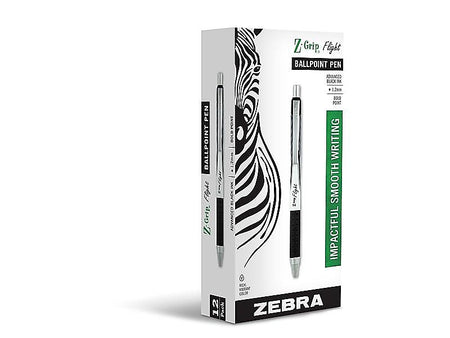 Zebra Z-Grip Flight Retractable Ballpoint Pen, Bold Point, 1.2mm, Black Ink, Dozen