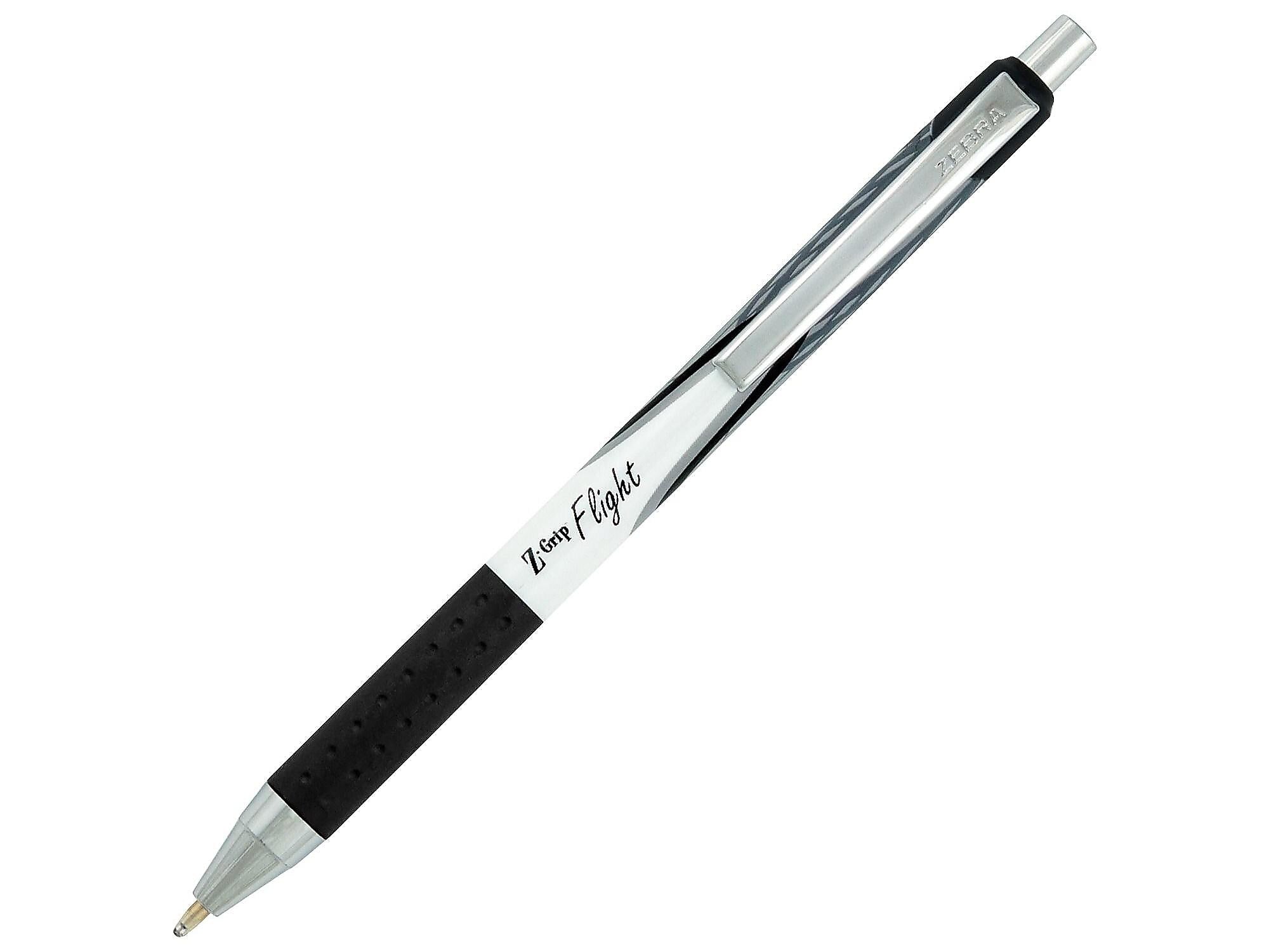 Zebra Z-Grip Flight Retractable Ballpoint Pen, Bold Point, 1.2mm, Black Ink, Dozen