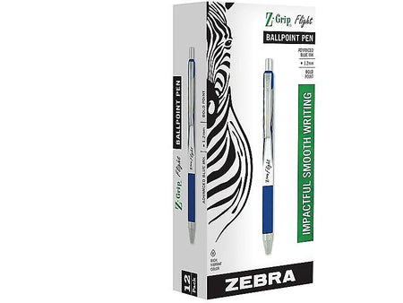 Zebra Z-Grip Flight Retractable Ballpoint Pen, Bold Point, 1.2mm, Blue Ink, Dozen