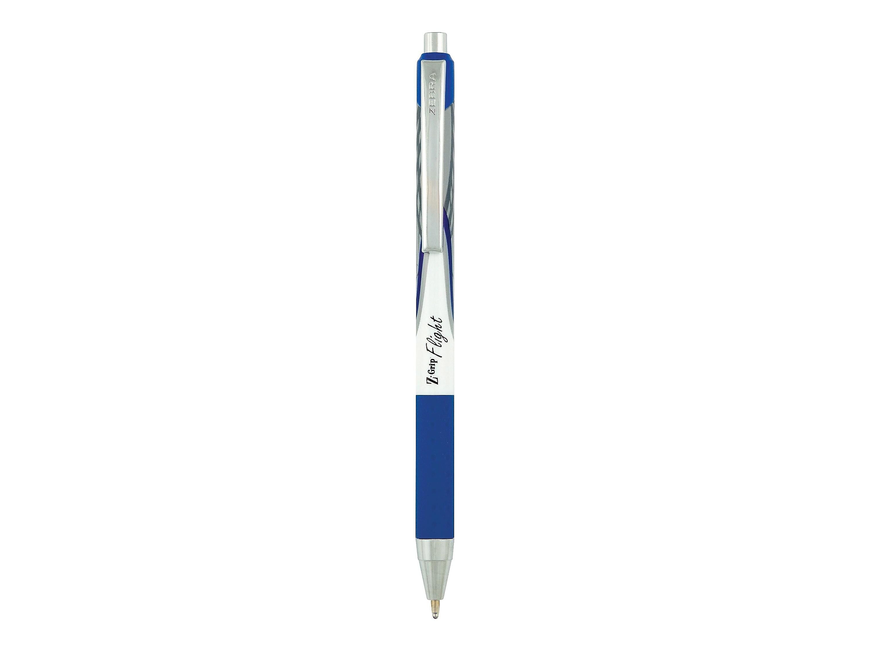 Zebra Z-Grip Flight Retractable Ballpoint Pen, Bold Point, 1.2mm, Blue Ink, Dozen