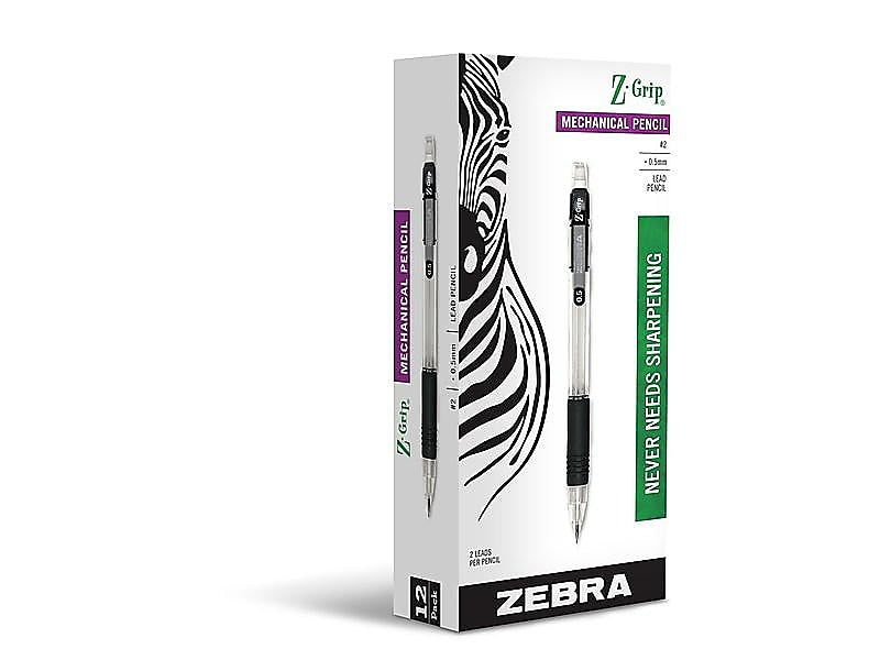 Zebra Z-Grip Mechanical Pencil, 0.5mm, #2 Medium Lead, Dozen
