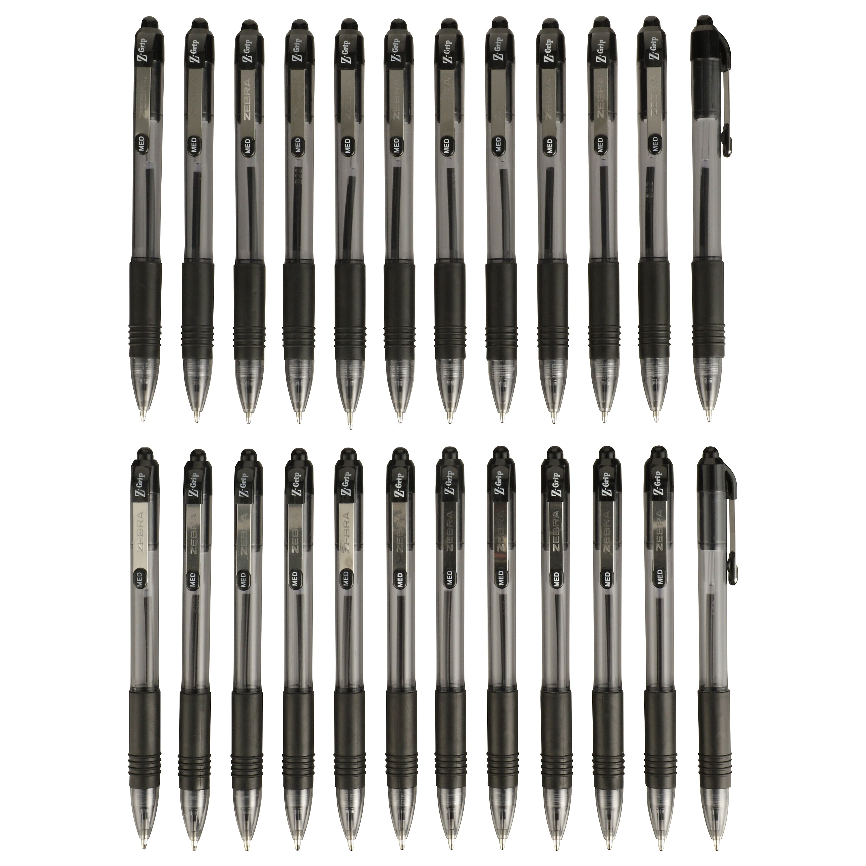 Zebra Z-Grip Retractable Ballpoint Pen, Medium Point, 1.0mm, Black Ink, 24 Pack