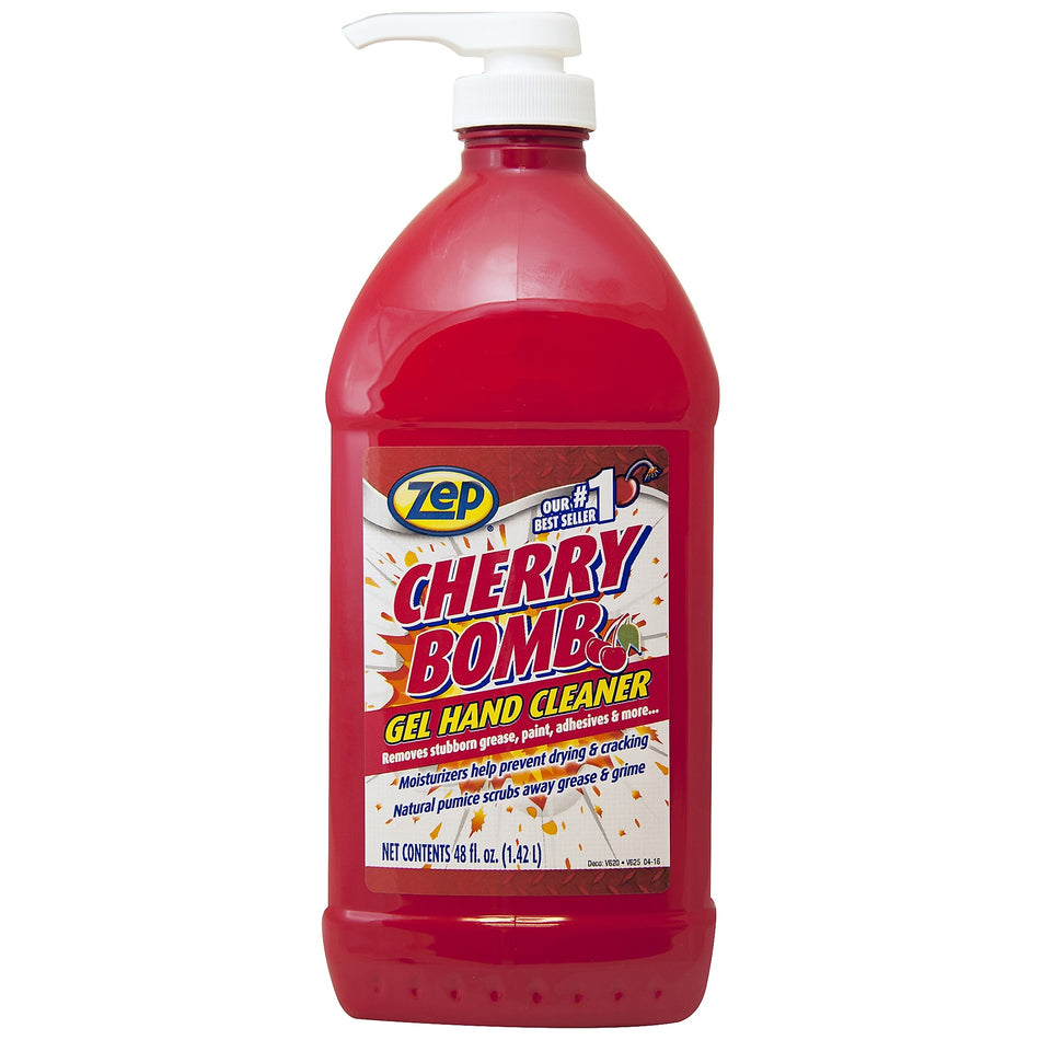 Zep Cherry Bomb Hand Soap Cleaner Gel, Mild Cherry Scent, 48 oz., 4/Carton