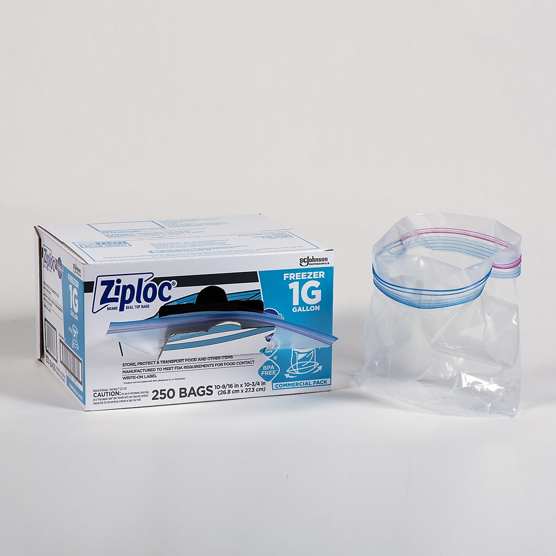 Ziploc Double Zipper Freezer Storage Bags, Gallon, 250 Bags/Carton