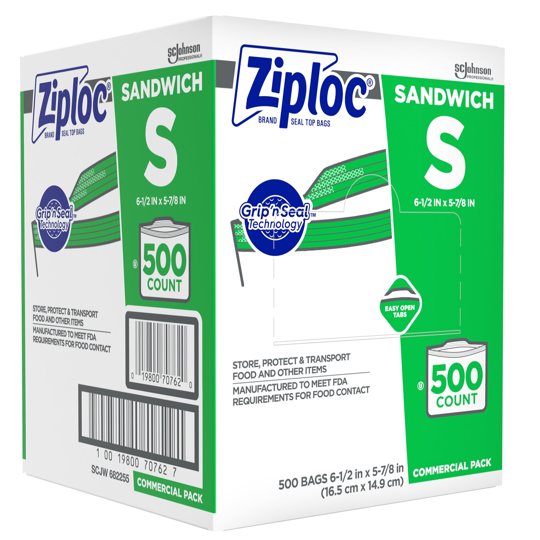 Ziploc Double Zipper Sandwich Bags, 500 Bags/Carton
